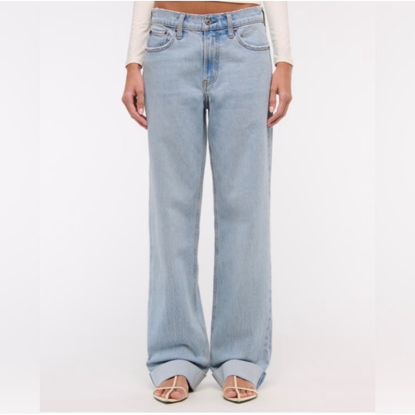 Abercrombie Low Rise The Baggy Cuffed Jeans Size 32 14 Relaxed Denim Stretch